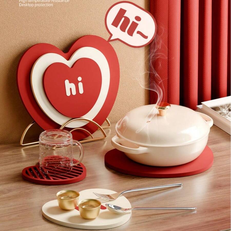 Love Cup Coaster – Kitchen Table Mat, Soft And Durable, Thick Anti-Oil Anti-Heat, Silicone Material, Non-Slip Multi-Purpose Heat-Insulating Pad - Multicolor - View 1