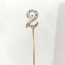 1pc/10pcs 0-9 Gold Diamond Cake Topper Decorations, Suitable For Birthday Wedding Party Cake Decor - Gold - View 10