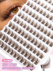 MAANGE 120Pcs CC Curl Individual Lashes-Brown Clusters Lashes,Soft Glam Wipsy, Airy Volume,Multi-Length Clusters,For Beginners Eye Makeup, Eyelash Clusters, Individual Eyelashes, Lashes, Fake Lashes - D - View 4