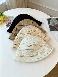 Breathable Hollow Knit Bucket Hat: Perfect For Stylish Spring Days & Garden Trips - Multicolor - View 2