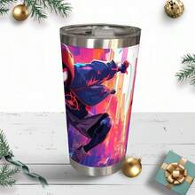 1pcs M Arvel Comic Superhero Spider-Man Miles Morales Stainless Steel Tumbler With Lid, Insulated Travel Mug Hot Cold Retention Water Bottle For Office Desk Kitchen Dining Table School Study Room Outdoor Picnic Backyard Party Beverage Cup - Multicolor - View 9