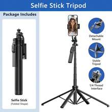 AXNEN Gậy selfie siêu dài 180cm/70.9in, chân đế nhôm điều khiển từ xa Bluetooth, giá đỡ điện thoại đa chức năng có thể mở rộng, chân máy cho điện thoại thông minh, máy ảnh, tương thích với tất cả hệ điều hành iOS và Android. - Một cỡ - Xem 13