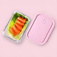 2 piezas Caja Bento de Vidrio con Tapa Rosa, Caja Bento Dividida de Gran Capacidad 410/680ml, Contenedor de Almacenamiento de Alimentos de Vidrio, Diseño Apilable con Cierre para Almacenamiento en Refrigerador y Cocina, Caja de Almacenamiento de Alimentos Vegetales para Microondas, Suministros para Regreso a Clases y el Hogar - Rosa Pálido - Ver 2