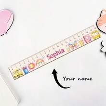 1 pieza Regla de madera personalizable con grabado de nombre, herramienta de medición con diseño lindo, regla personalizada para volver a la escuela, varios diseños con opción de nombre, regla de madera duradera y multifuncional, regalo ideal para el nuevo período escolar - A - Ver 14