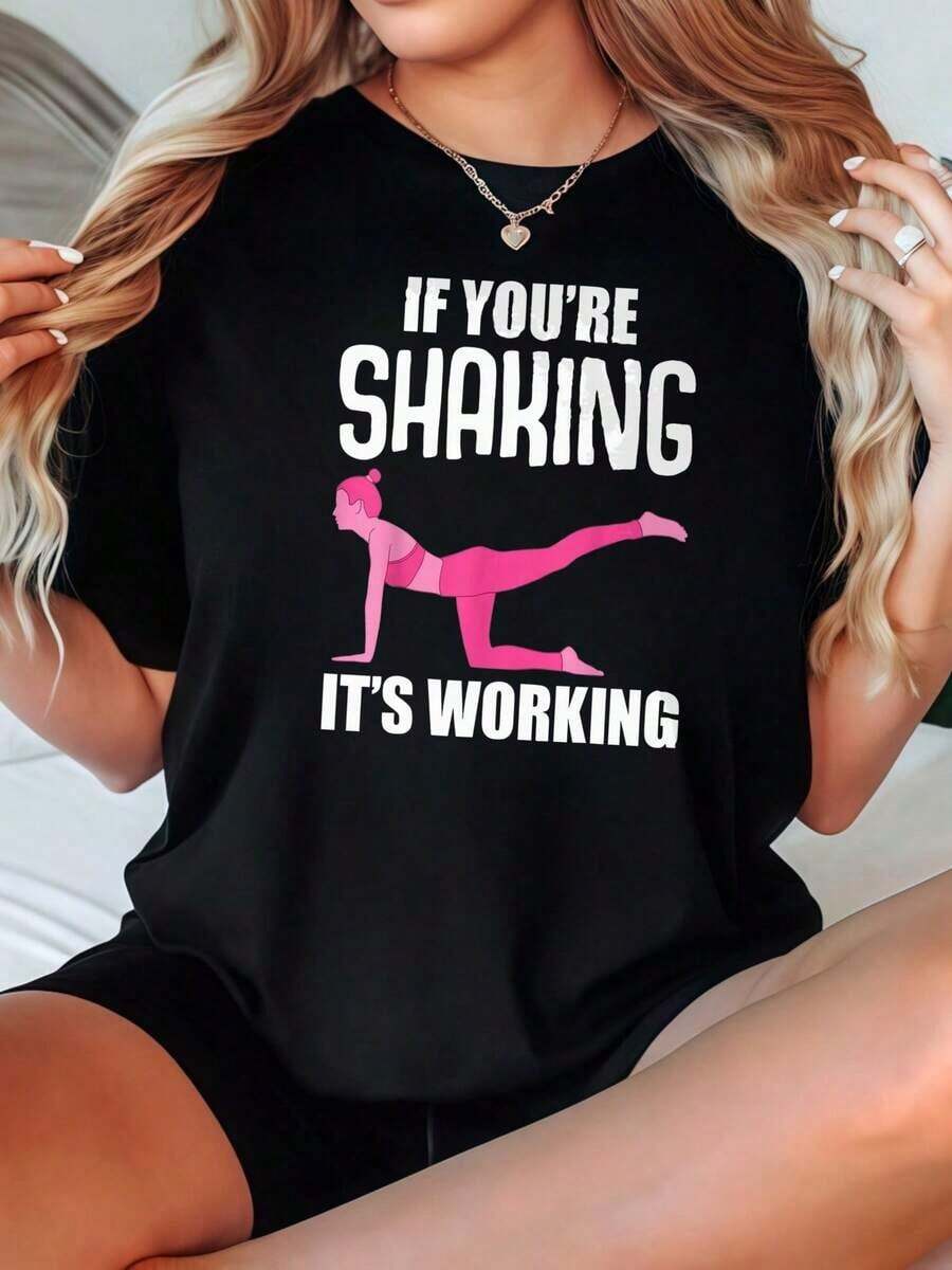 Camiseta de Mujer, Corte Casual, Opciones en Blanco y Negro, Estampado Gráfico para Fitness y Trabajo, Camisetas Deportivas, Tops de Verano, Camisetas Gráficas, Conjuntos de Verano para Mujer, Camisetas Cortas para Mujer, Tops Vintage de Algodón, Ropa Linda para Mujer, Playera Holgada para Mujer - Negro - Ver 1