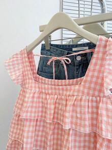 Blusa con volantes en el bajo nueva para otoño, estilo lindo para mujer - Rosa coral - Ver 6