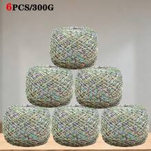 Yarn For Crochet Sequin Sparkle Yarn Set 300g 6 Balls Glitter Crochet Thread Chunky Yarn For DIY Knitting Handmade Crafts Sweater Scarf Hat Making Supplies - Rose Red - View 13