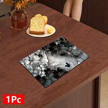 1 pieza Alfombrilla absorbente con estampado floral de metal plateado para secar platos, alfombrilla absorbente para encimera de máquina de café concentrada, alfombrilla absorbente para fregadero, alfombrilla absorbente suave para grifo, alfombrilla absorbente para taza de fregadero, accesorios de cocina y baño - Multicolor - Ver 14