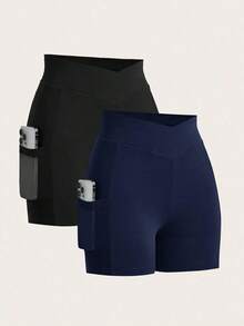 Conjunto de leggings ajustados de punto liso para uso diario y casual de mujer - Multicolor 2 - Ver 12