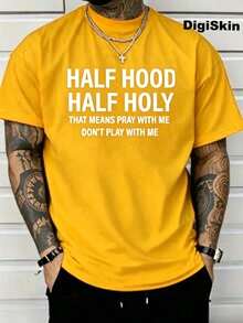 You Play With Me And Pray Together.Printed T-Shirt, 1 Piece,% Cotton, Casual Men's T-Shirt In Season, T-Shirt With Round Neck And Cotton Short Sleeve, Christmas Gift.2025 - 黃色 - 查看 2