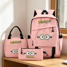 Miniso Bộ 3 món Minions màu hồng gồm balo, túi đựng laptop, túi giữ nhiệt và hộp bút, thích hợp cho văn phòng, học tập và du lịch. - Hồng - Xem 3