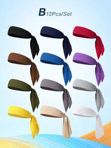 Set de 6 piezas/12 piezas/21 piezas Diadema de cinta unisex para deportes al aire libre y ciclismo, accesorio para el cabello con cinta de múltiples colores para correr y hacer ejercicio - Multicolor - Ver 17