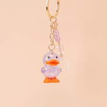 1pc Unisex Acrylic Transparent Iridescent Cartoon Duck Keychain, Transparent Four-Leaf Clover Ice Cube Pendant, Cute Bag Charm - Multicolor - View 7