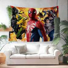 1pc M-Arvel Superheroes Tapestry, S Pider Man I-Ron Man H Ulk C Aptain A-Merica Thor Team Graphic, Retro Comic Style Wall Hanging, Vibrant Art Decor For Home Living Room Bedroom Dorm, Aesthetic Room Setup, Photo Background, Large Wall Art - Nhiều màu - Xem 2
