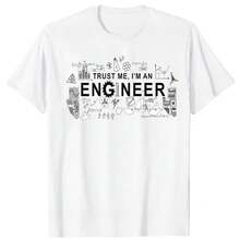 Popular 2026 T-Shirt, Funny Father's Day T-Shirt For Men, T-Shirt With The Phrase 'Trust Me, I'm An Engineer', Geek T-Shirts For Men, T-Shirts With Letter And Mathematical Equation Prints, Personalized T-Shirts For Students - 白色 - 查看 1