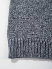 Sweater Rajut Lengan Panjang Kasual Longgar Leher V Warna Polos untuk Pria, Cocok untuk Perjalanan Sehari-hari dan Pakaian di Rumah, Musim Gugur/Dingin - Grey - View 8