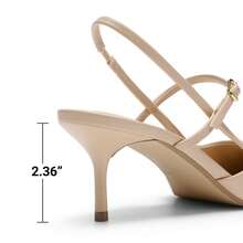 Mary Jane Shoes Women Kitten Slingback Pointed Closed Toe Heels Dress Party Casual Comfortable Pumps Shoes - 杏色 - 查看 8