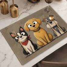 1 pieza Lindo tapete de lino, tapete para desayuno, posavasos de café, tapete para tazón, accesorio de cocina, tapete de comedor fácil de limpiar, adecuado para el hogar, restaurante, decoración de comedor, regalo de vacaciones, regalo para amigos, juego de múltiples piezas - Multicolor - Ver 5