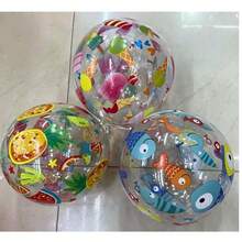 1pc Inflatable Beach Ball - Durable PVC Material, Tropical Fish, Pineapple & Starfish Pattern Multi-Color Mix, Suitable For Pool Parties, Outdoor Summer Fun Inflatable Pool Ball | Summer Vibes | Beach Accessories - Random Style - Multicolor - View 2