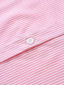 Camisa de mujer tipo cárdigan de ajuste ceñido, sin mangas, con cuello, rayas y bordado en contraste, nueva llegada de verano - Rayas rosas - Ver 7