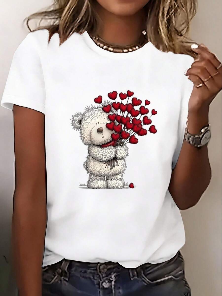Camiseta de manga corta para mujer - Elegante camisa de cuello redondo - Adecuada para viajes, playa y uso casual | Prendas esenciales de primavera/verano lavables a máquina | Adecuado para ocasiones casuales o formales como citas, vacaciones y regalos. Camiseta de manga corta cómoda y versátil. - Blanco - Ver 1