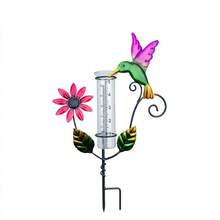 Butterfly Dragonfly Pattern Metal Rain Gauge Outdoor Garden Yard Decor Measurement Tool Rust Resistant Design - A - View 10