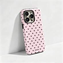 VESPOP Minimalist Fashion Contrast Color Polka Dot Phone Case, Suitable For IPhone 17/16/15/14/13/12/11 Pro Max/Pro Plus/12 Mini/13 Mini, And Galaxy S26 S25 S24 S23 S22 S21 Plus Ultra - Brown Dots In Foundation - View 3