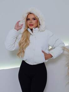 3D Lined Puffer Jacket - White - View 4