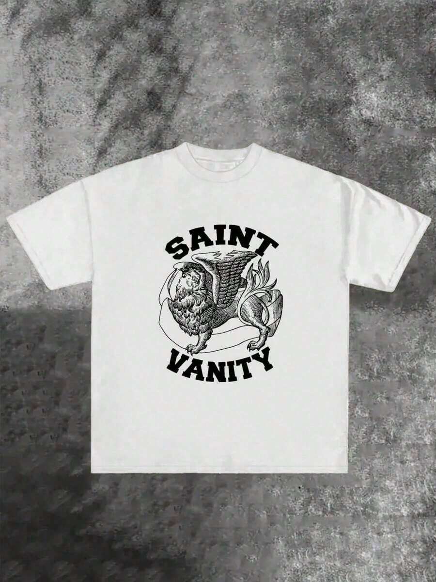 Women's Vintage T-Shirt, White, Printed, 180 G/M², 100% Cotton, Round Neck, Casual And Relaxed Fit, PriFashion - 白色 4 - 查看 1