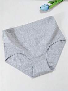 Secret Verse 1 pieza Ropa interior de mujer de cintura media 100% algodón, pantis sólidos cómodos y transpirables - Gris Claro - Ver 8