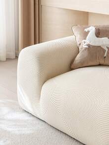 1pc Jacquard Solid Color Stretch All-Inclusive Sofa Cover, Minimalist Pet-Friendly Non-Slip Anti-Dirty Anti-Scratch, Suitable For All Seasons, Machine Washable, Holiday & New Home Decor Dust Cover - Beige - View 9