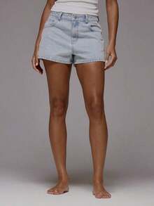 Nuevo 2026 Pantalones cortos de mezclilla de cintura media, básicos de otoño y primavera, lindos, de uso casual y para salir, estilo urbano core de verano - Blanco - View 8