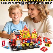 51pcs Magnetic Fire Truck Building Blocks Set With Iron Box, Portable Travel Magnetic Construction Toys, STEM Educational Magnetic Tile Road Kit - Suitable For Children 3+ Years Old, Birthday Gift - Multicolor - View 6