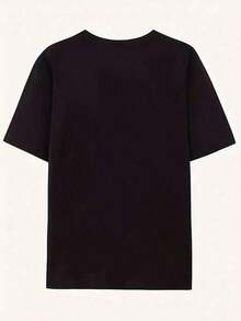 Women's Oversized T-Shirt With JEEPS Print, Casual Cotton Top With Short Sleeves And Round Neck, 220g Blouses For Women - 黑色 - 查看 3