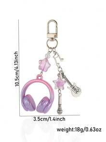 1pc Cute Creative 3D Beaded Earphone Keychain, Phone Strap Pendant, Backpack Hanging Decoration Accessory, Ideal Gift For Friends/Besties/Family - Star Guitar Headphone Pendant Keychain - View 3