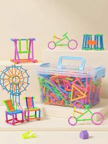 MINKOJA 200 pièces Ensemble de blocs de construction de baguette magique STEM - Jouet éducatif de construction pour adolescents, libérez l'imagination des enfants, kit d'ingénierie, multicolore et formes, cadeau parfait pour l'anniversaire et les fêtes - Multicolore - Voir 3