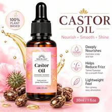 WATR BE LOTUS 蓖麻油护发油 – 100% 植物滋养护发产品，轻盈日常护发油，抚平毛躁，增添光泽，滋润头皮和头发，清爽不油腻，易于吸收，适合所有发质，30毫升/1液盎司 - 蓖麻油 - 查看 1