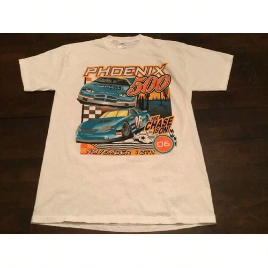 PHOENIX 500 THE CHASE 2006 DOUBLE SIDED GRAPHIC T-SHIRT ( MENS LARGE )blusas para mujer playeras de mujer vestidos casuales para mujer y2k playeras deportivas para mujer verano camisetas ropa de mujer Fashion Perfect For Daily - Blanco - Ver 1