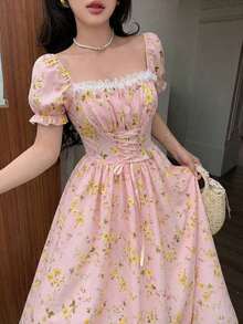 Women Midi Dresses - Rose - View 5