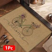 1pc Bicycle Pattern Printed Linen Kitchen Rug, Carpet, Mat, Bathroom Mat, Doormat, 3D Printed Rectangular, Suitable For Living Room, Bedroom, Hallway, Bathroom, Laundry Room - Polyester Carpet, Suitable For Indoor And Outdoor Home Decor - Multicolor - View 16