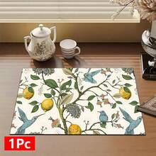 1 pieza Felpudo absorbente con estampado de pájaro de limón, felpudo absorbente para encimera de máquina de espresso, felpudo absorbente para fregadero, felpudo absorbente suave para grifo, felpudo absorbente para taza de fregadero, accesorios de cocina y baño - Multicolor - Ver 15