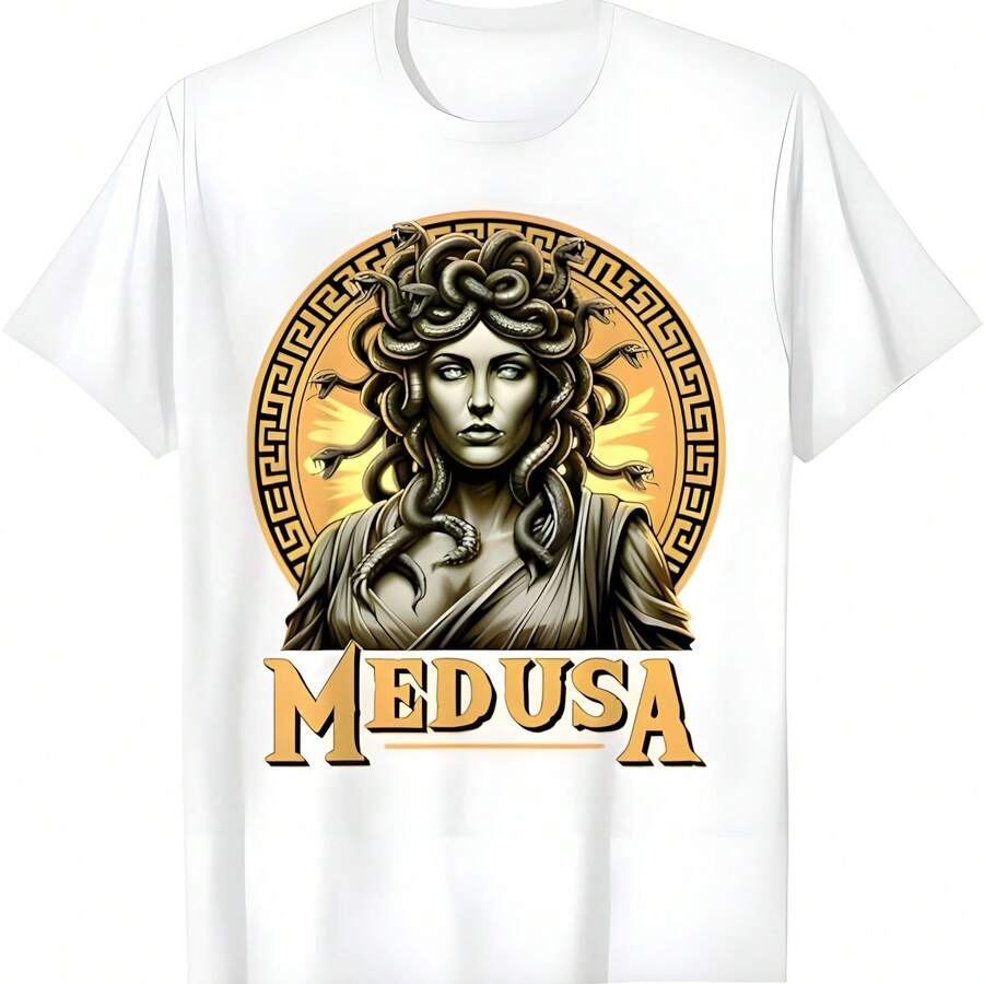 Medusa antigua gorgona cabello de serpiente mitología griega camiseta - Blanco - Ver 1