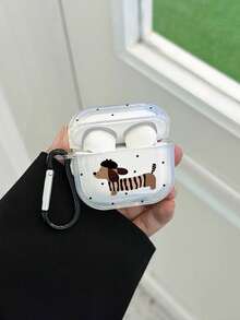1 hộp đựng tai nghe trong suốt hình chú chó xúc xích hoạt hình, kèm theo 1 móc treo tai nghe, tương thích với hộp đựng , tai nghe, Pro (thế hệ thứ 2), 3, Pro, 1/2, 4, Pro3, thích hợp để sử dụng cá nhân hoặc làm quà tặng. - Nhiều màu - Xem 3