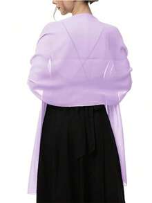 Scialle in chiffon, adatto per spose, matrimoni, abiti da cerimonia e occasioni speciali - Viola - Visualizzare 6