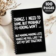 1pc Humorous Procrastination Spiral Notebook | "Things I Need To Do (Intentionally Misspelled) But Probably Won't..." Black Cover With Bold White Text, Empathetic Productivity Checklist Diary For Daily Tasks, A5 Size - L - View 3