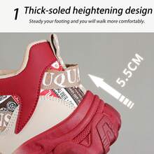FZY Outdoor Sports High-Top Casual Shoes, Platform Height-Increasing Design, Height-Increasing Casual Shoes Perfect For Looking Taller And Slimmer; Sneakers With Letter Webbing And Newspaper Print On The Upper, Highly Eye-Catching For Cool Girls When Going Out; Casual Sports Shoes With Super Fiber Dirt-Resistant Upper And Waterproof Faux Leather Material, Easy To Maintain For Daily Commuting, Reinforced Stitching On The Toe For Improved Durability; Outdoor Travel Casual Shoes With Non-Slip Serrated Outsole For Strong Grip, Shock Absorption And Rebound For All-Day Comfort, Suitable For Short Trips; Casual Outdoor Running Shoes With Breathable Mesh Lining, Comfortable Wrapping Without Blisters, Pull Tabs On The Tongue And Heel For Easy On And Off; All-Season Versatile For Any Outfit, Combining Retro Style And Practicality, A Item With Both Great Appearance And Cost Performance. - trắng - Xem 6