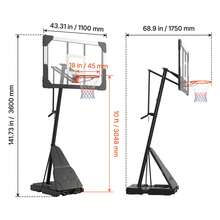 Portable Basketball Stand, 8.04 To 10 Ft Height Adjustment Basketball Hoop & Goal, Basketballs Hoop Outdoor With 44 Inch PC Backboard For Kids, Adults In Schools, Parks, Indoor & Outdoor Use - 8.04 to 10 ft - 查看 10