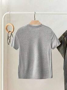 Camiseta de manga corta con estampado de lazo, versátil para uso diario y desplazamientos, de  para mujer, verano. - Gris - Ver 2