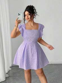 Vestido elegante con volantes en el bajo en color amarillo claro - Morado - Ver 7