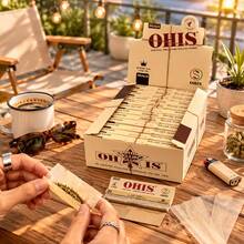 OHIS 新款手工捲紙附濾桿與捲紙頭，24本共768張，每本32張紙+32個捲紙頭，44*108mm 未漂白木漿，平滑慢燃，可媲美 RAW 與 OCB，便攜式，送男友的理想節日禮物 - 棕色 - 查看 4